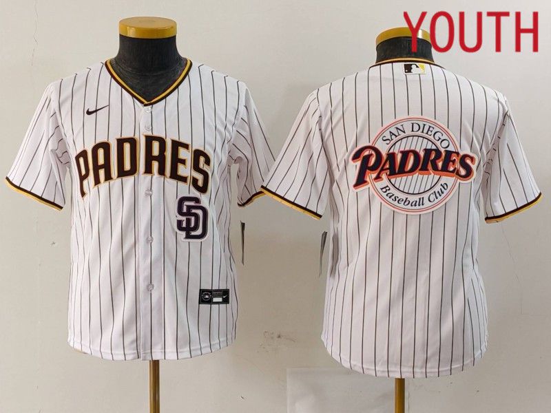 Youth San Diego Padres Blank White stripe Game 2024 Nike MLB Jersey style 6->youth mlb jersey->Youth Jersey